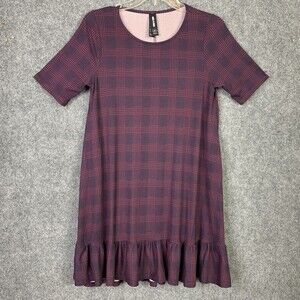 Agnes & Dora A-line Shift Dress Women XS Plaid Ruffled Hem